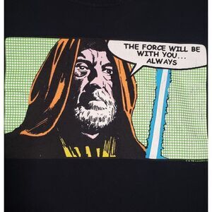 Star Wars Obi Wan Kenobi Graphic Cartoon T Shirt Mens  Medium Black The Force‎